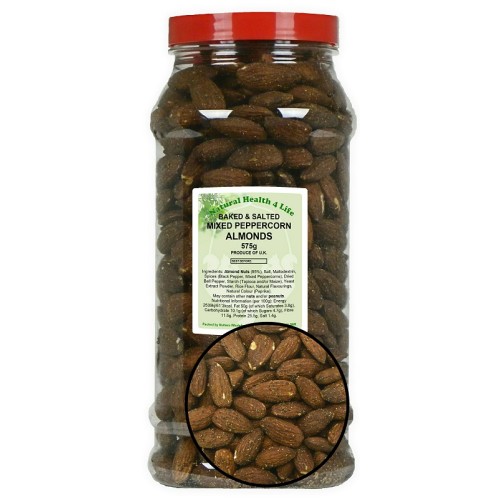 Baked & Salted Mixed Peppercorn Almonds 575g in gift jar