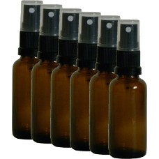 20ml Glass Bottles in Amber - Pack of 6 with Atomisers