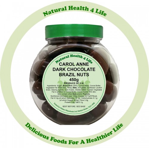 Carol Anne Dark Chocolate Brazil Nuts in Gift Jar 450g