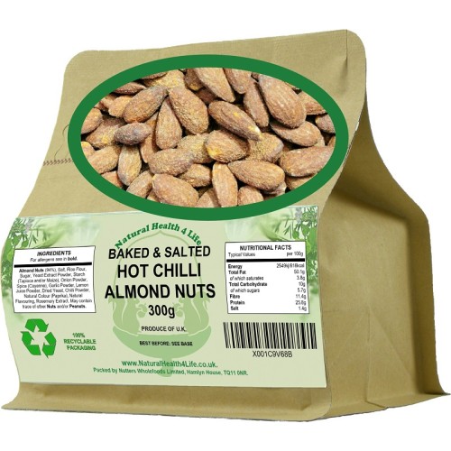 Baked & Salted Hot Chilli Almond Nuts 300g Kraft Pouch