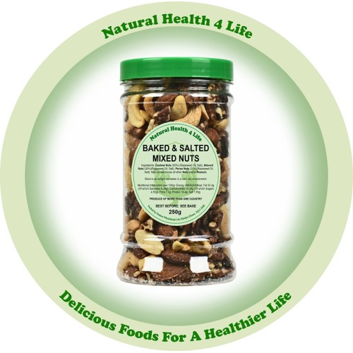 Baked & Salted Mixed Nuts (Almonds, Cashews, Pecans) in Gift Jar 250g