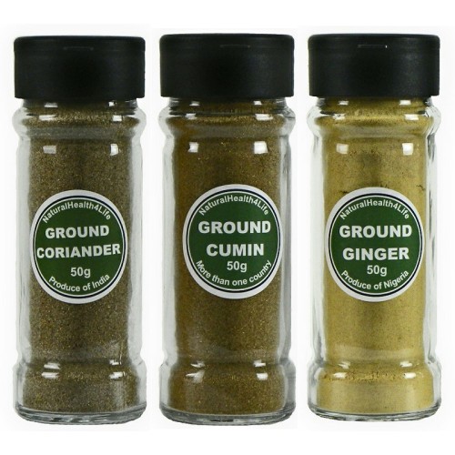 Spice Jar Set of 3 Ground Spices - Coriander, Ginger & Cumin