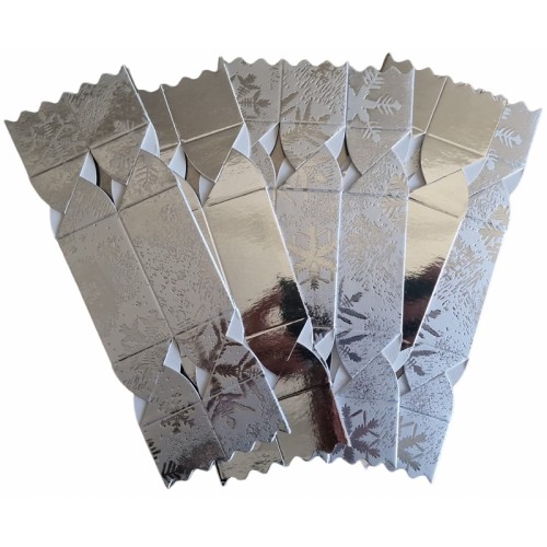 Mini Christmas Decorative Crackers - Set of 6 Silver