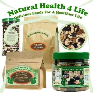 Fruit and nut mix in various containers