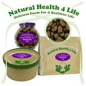 Milk Chocolate walnuts in various packaging