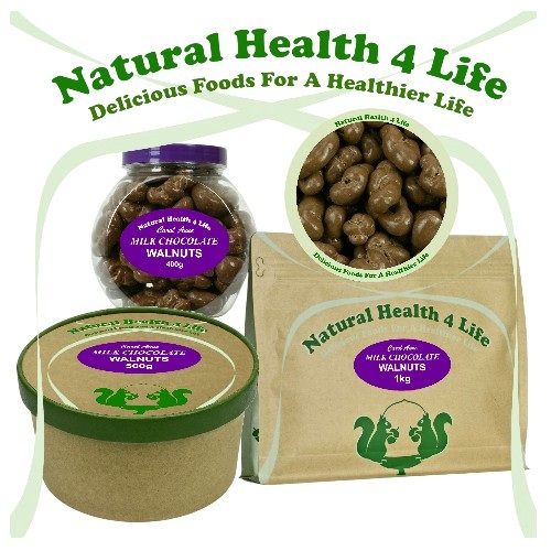 Carol Anne Milk Chocolate Covered Walnuts 3 Milk Chocolate walnuts in various packaging