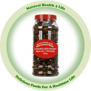 Salted honey pecans in a gift jar