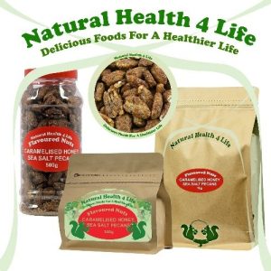 Honey pecans in various packaging
