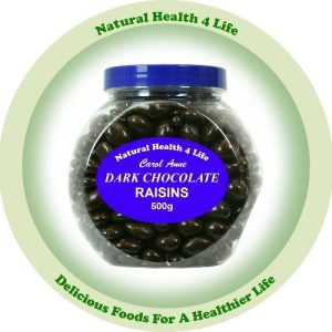 Carol Anne Dark Chocolate Raisins in Gift Jar 500g