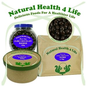 Dark chocolate raisins packaging display