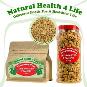 Dry roasted peanuts in various packaging