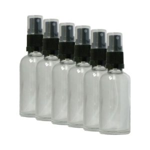 6 Clear glass bottles