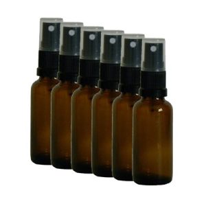 6 amber glass bottles