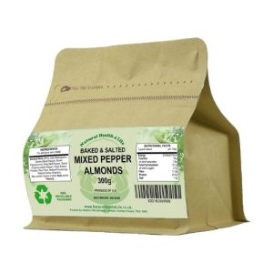 Mixed Peppercorn Salted Almonds in a pouch