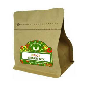 Spicy nut snacks in a pouch