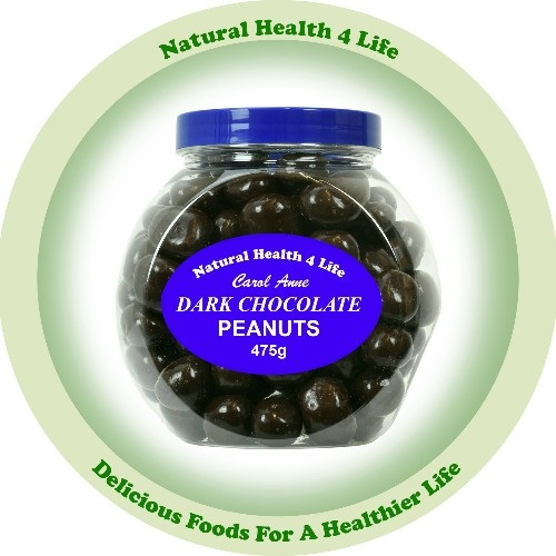 Carol Anne Dark Chocolate Peanuts 475g 1 Dark Chocolate Peanuts in a gift jar
