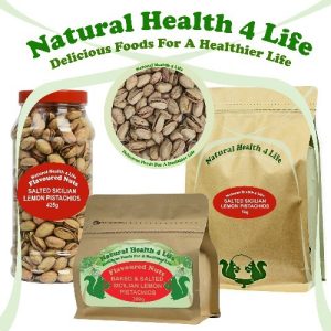 Lemon pistachio nuts in various packaging