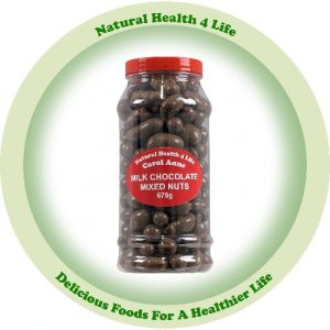 Jar of milk chocolate covered nuts