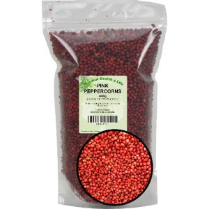 Pink peppercorns in a pouch