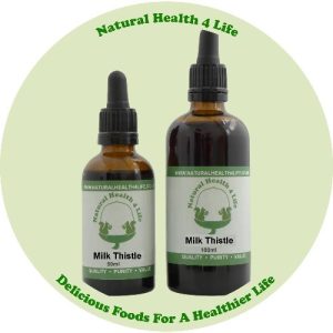 Milk thistle tincture in bottles